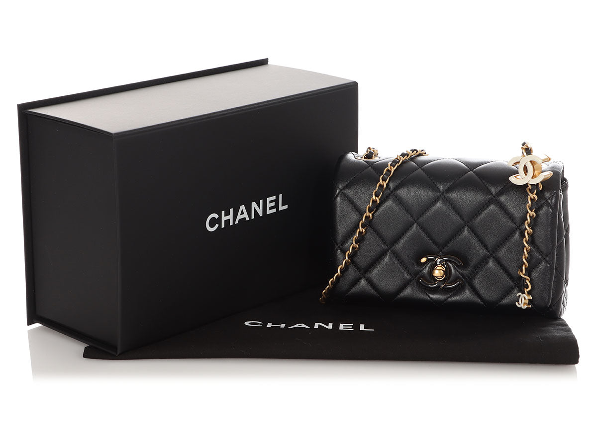 Chanel Small Black Quilted Calfskin Seasonal Flap