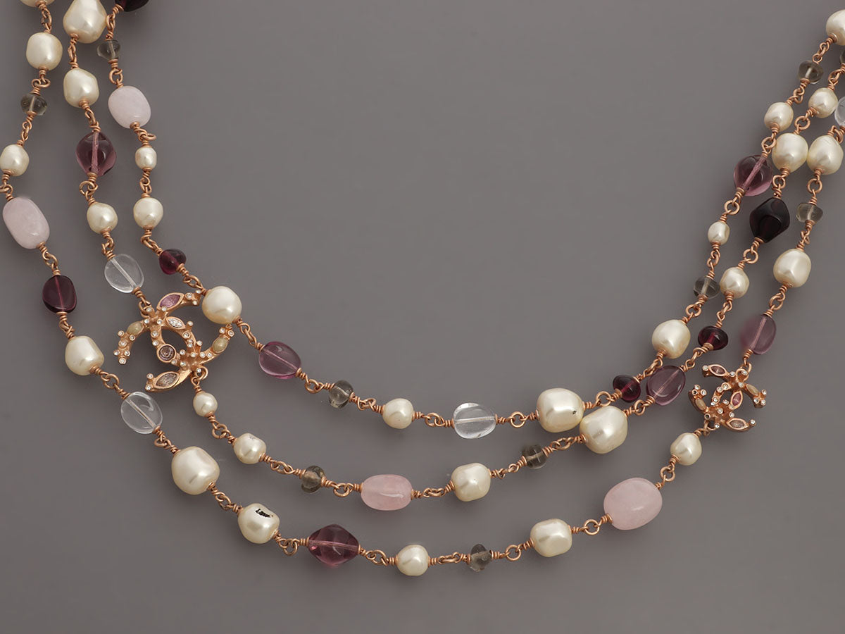 Chanel Layered Long Logo Necklace