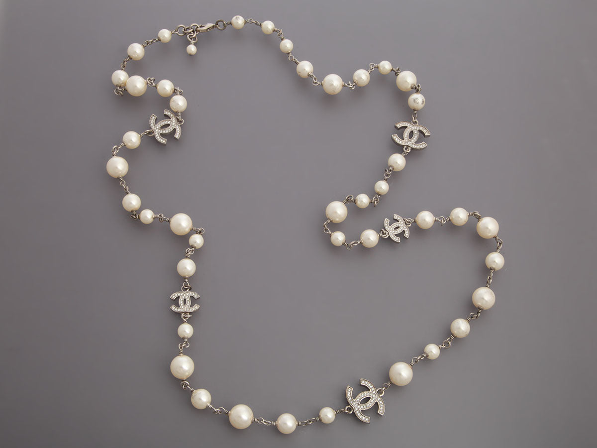 Chanel Pearl and Crystal CC Long Necklace