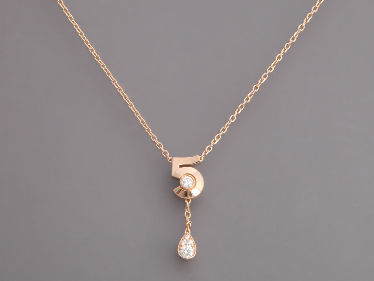 Chanel Small 18K Beige Gold Diamond N°5 Necklace