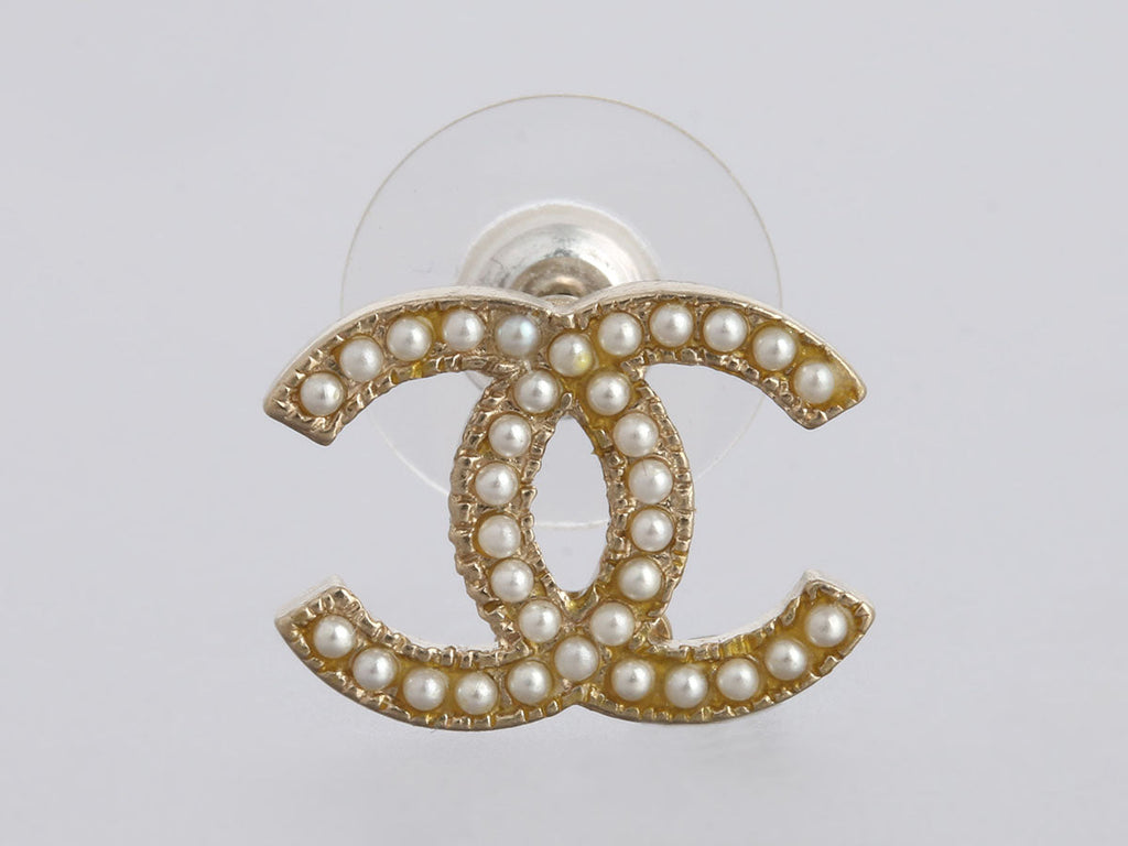 Chanel Pearl CC Logo Earrings
