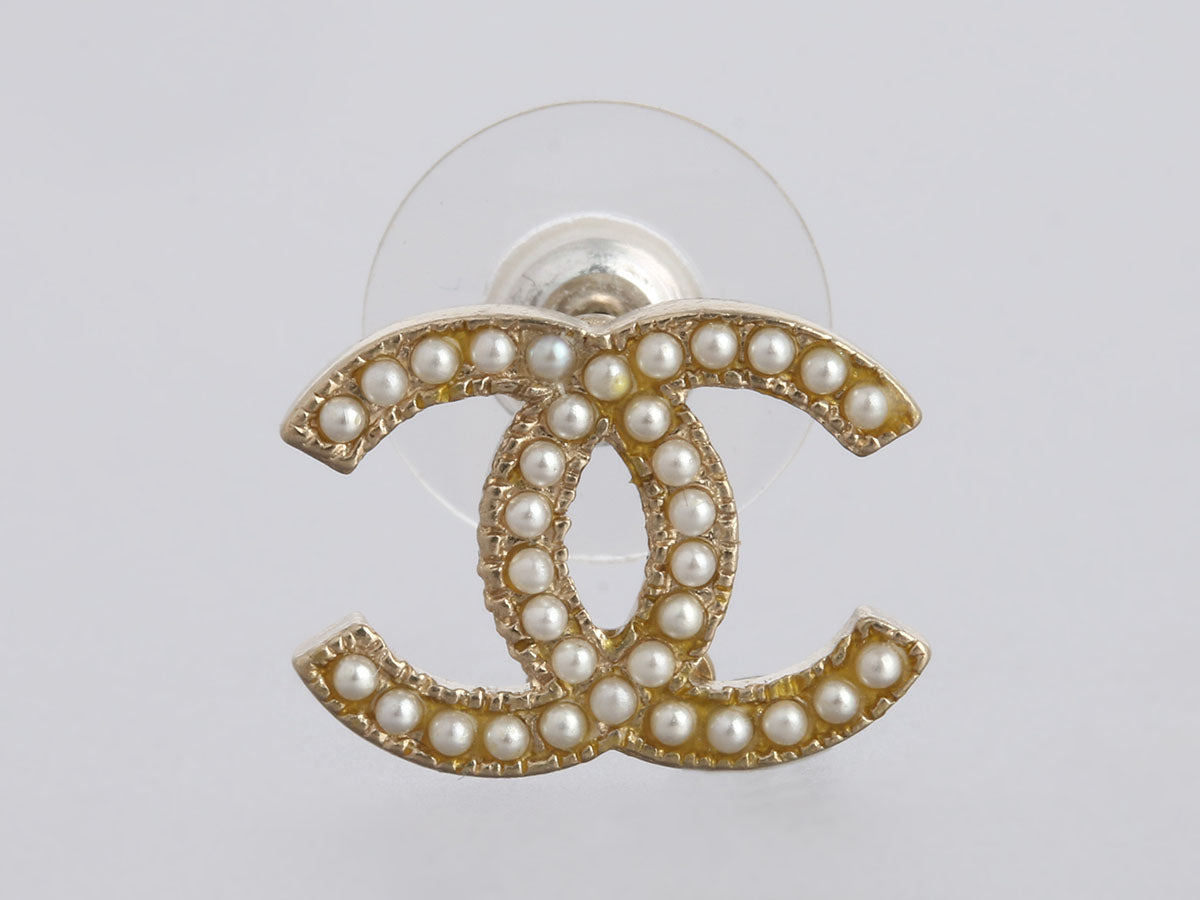 Chanel Pearl CC Logo Earrings