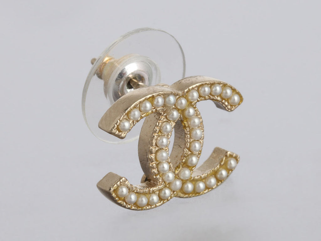 Chanel Pearl CC Logo Earrings