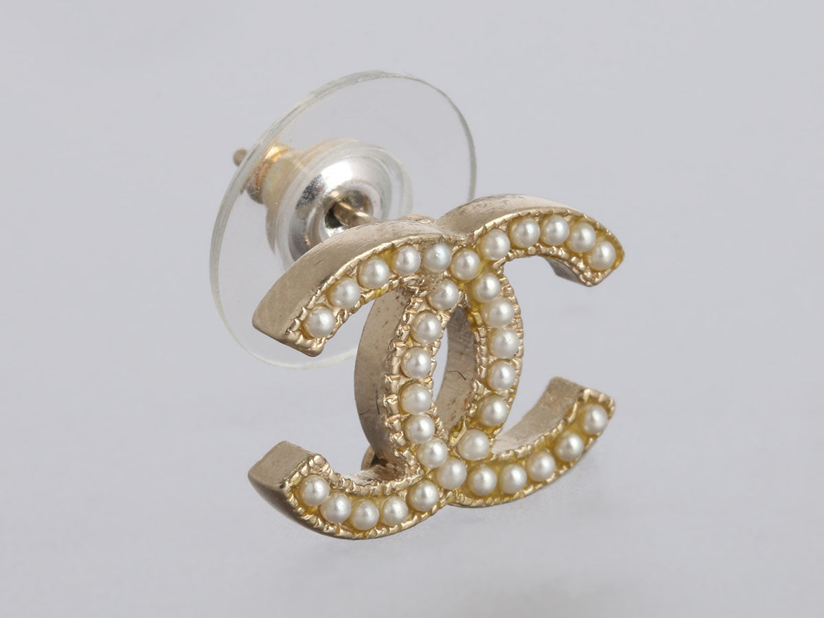 Chanel Pearl CC Logo Earrings
