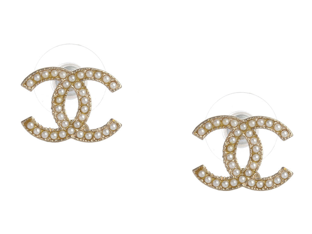 Chanel Pearl CC Logo Earrings