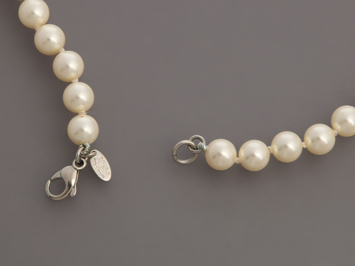 Chanel Extra Long Pearl Logo Necklace