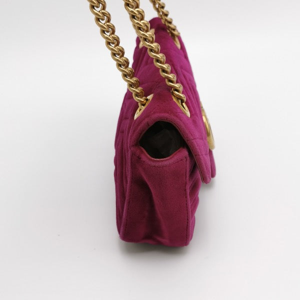 Gucci Marmont Mini Flap Pink Velvet Handbag