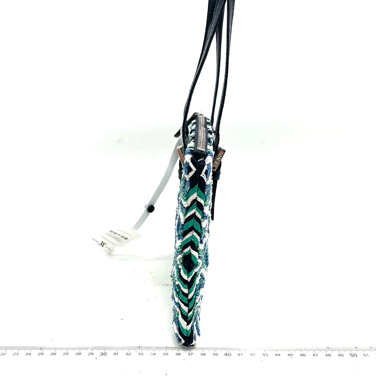 Fendi Beaded Shoulder Bag Blue Green Teel Eyelets