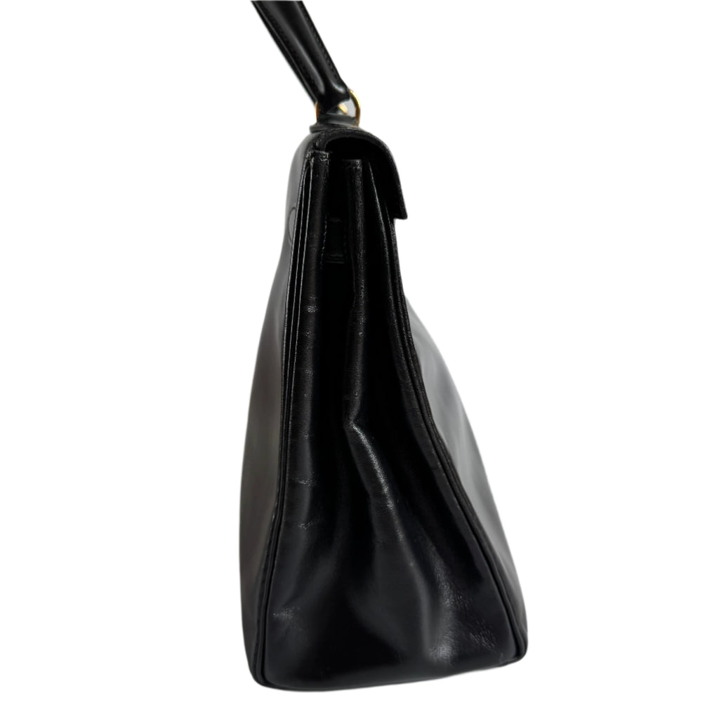 Hermes Kelly 32 Retourne Black Box Leather Gold HW 1987