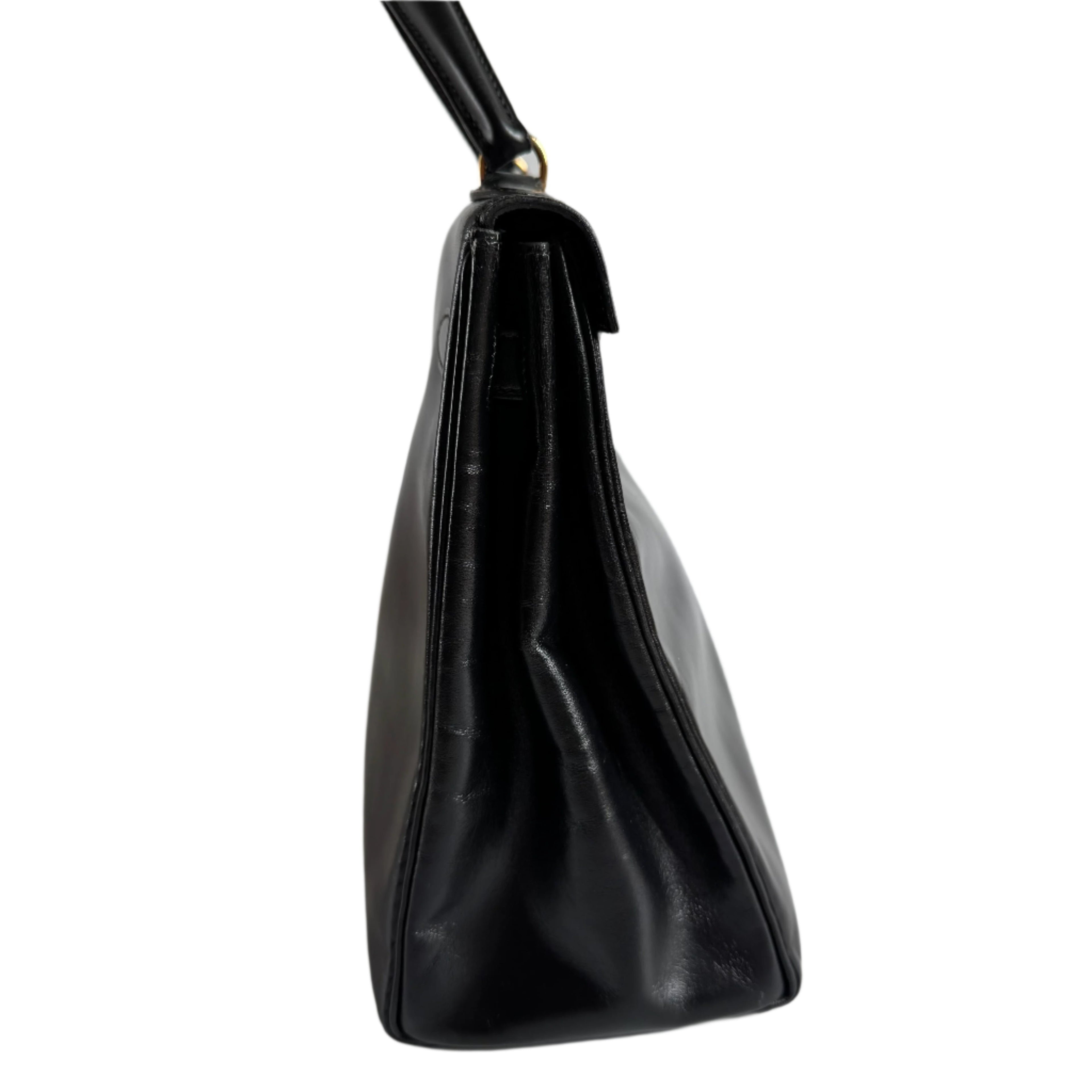 Hermes Kelly 32 Retourne Black Box Leather Gold HW 1987