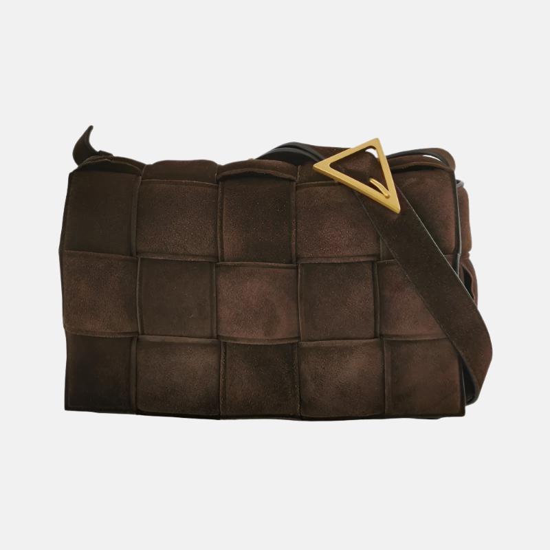 Bottega Veneta Padded Cassette Suede Leather Dark Brown Tan