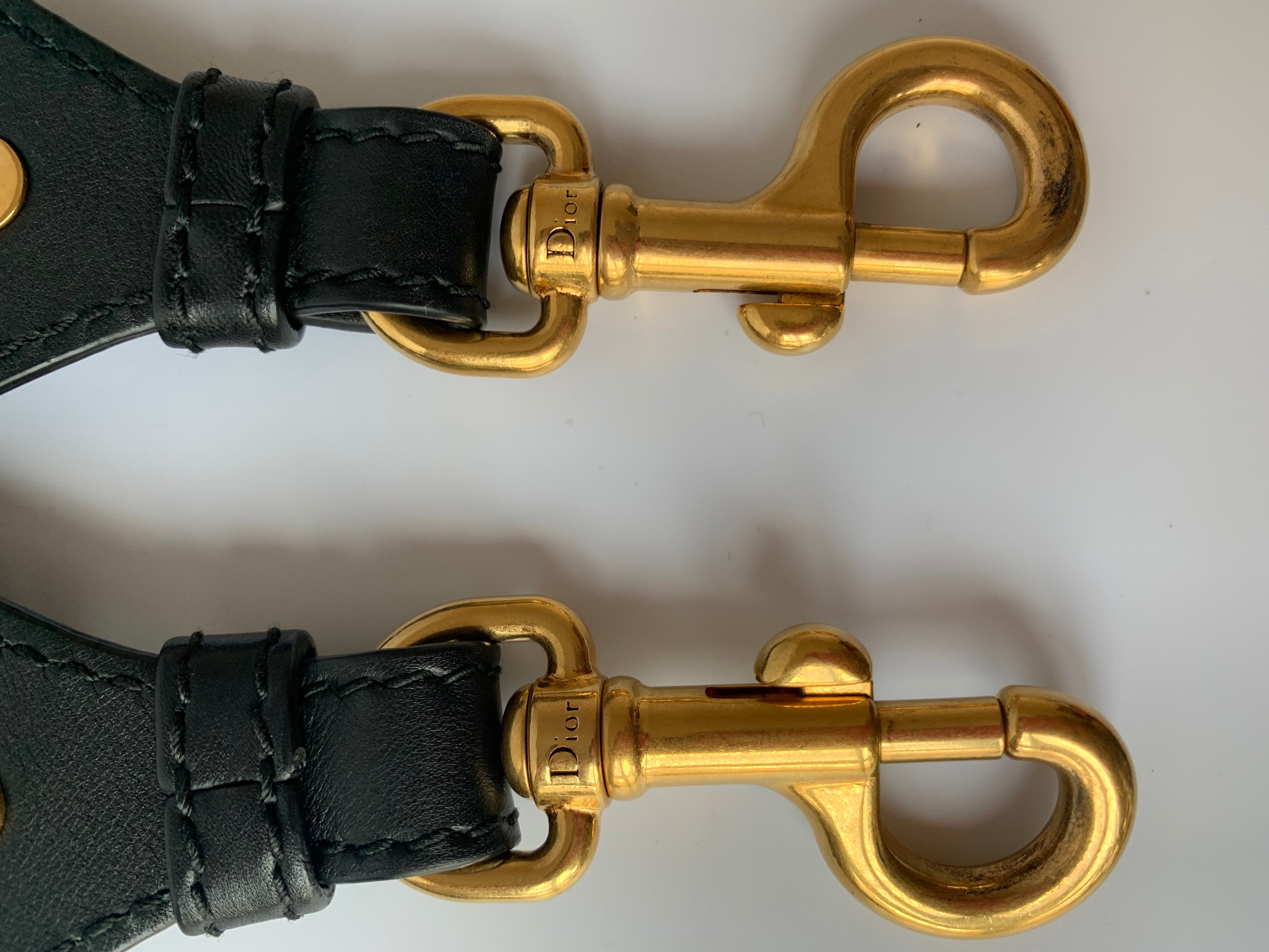 Dior Saddle Strap Navy canvas with Dior Logo and Metal