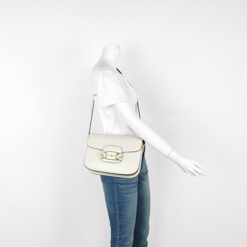Gucci 1955 Horsebit Shoulder Bag White Small Leather