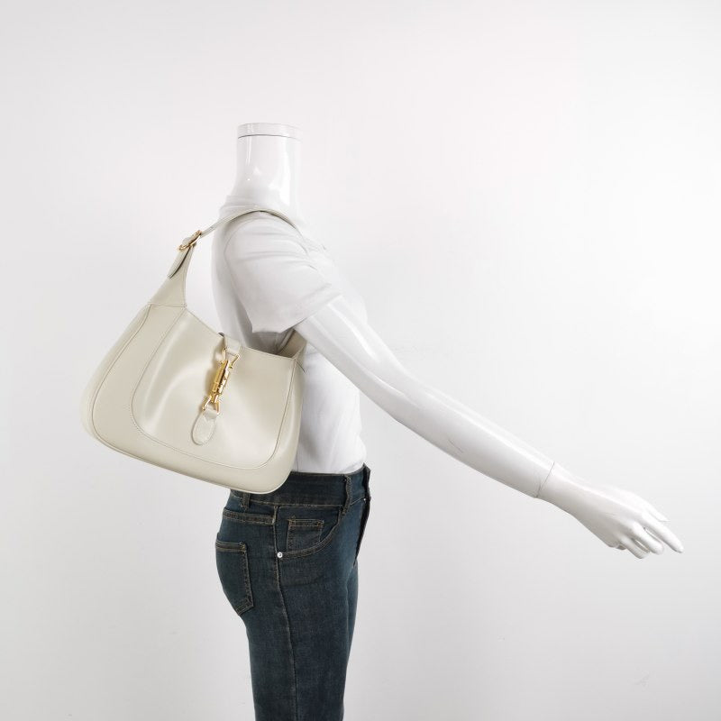 Gucci Jackie 1961 White Leather Bag with Adjustable Strap Size Small