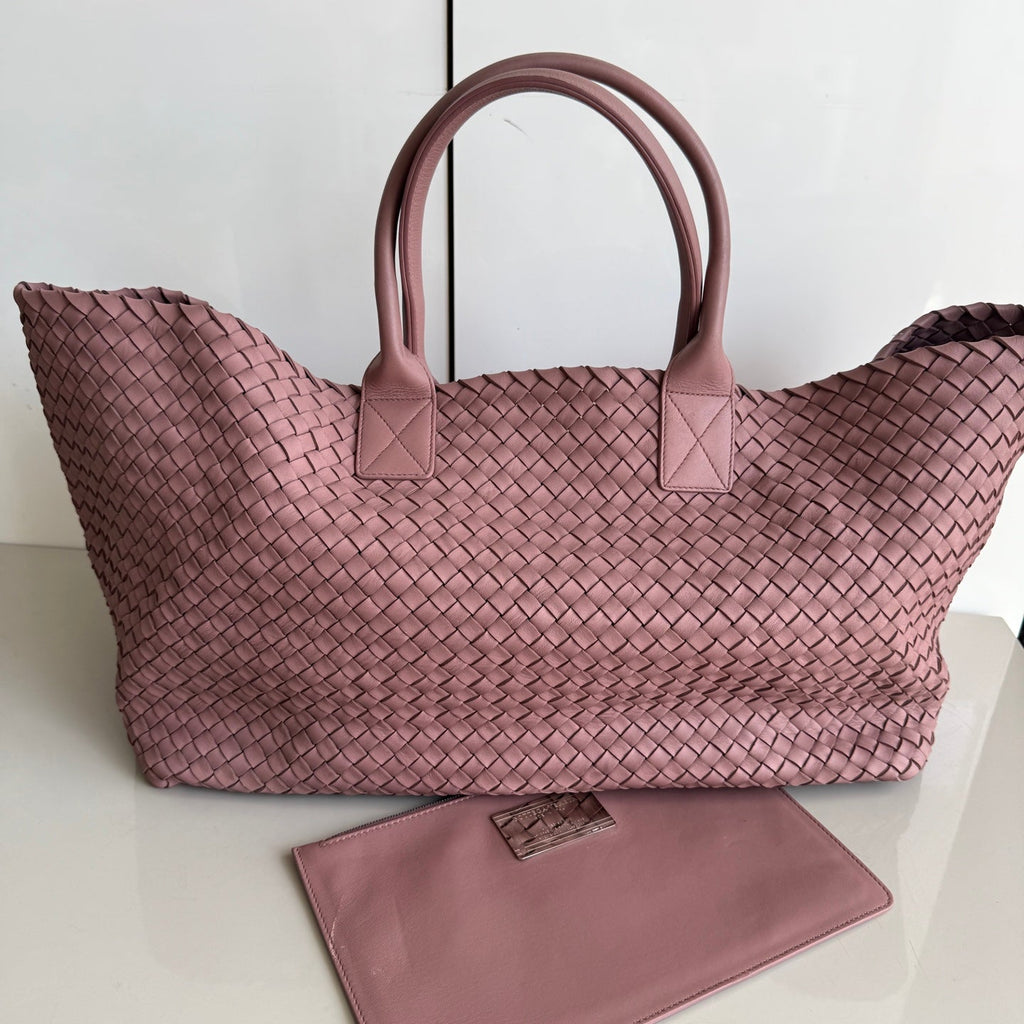 Bottega Veneta Cabat Maxi Intreccio Leather Tote Bag Mauve Pink 50cm