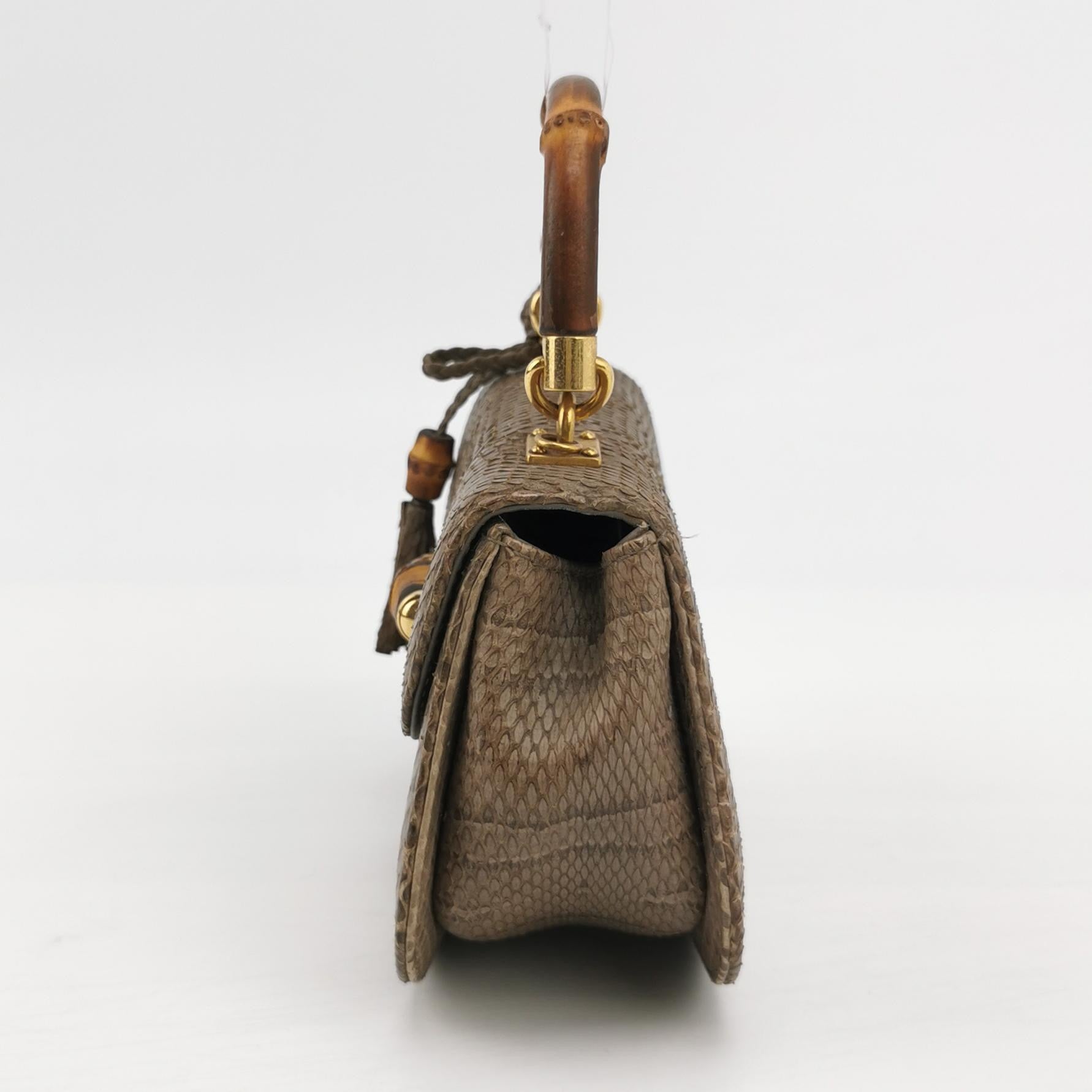 Gucci Bamboo 1947 Night Mini Python Snake Skin Evening Bag with Chain