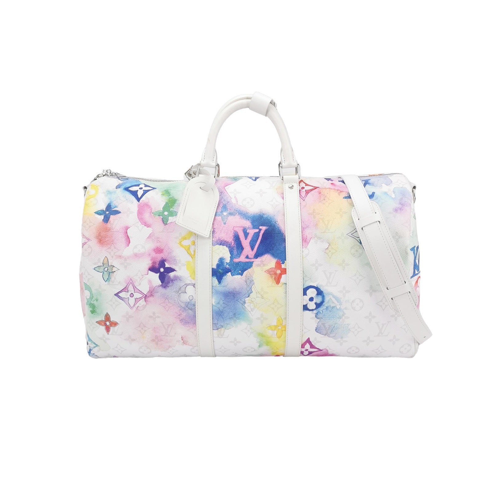 Louis Vuitton Keepall 50 White Watercolor Travel Bag