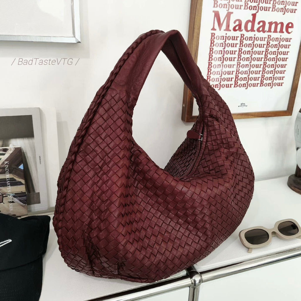 Bottega Veneta Belly Hobo Intrecciato Burgundy Ancora Red Large 50cm