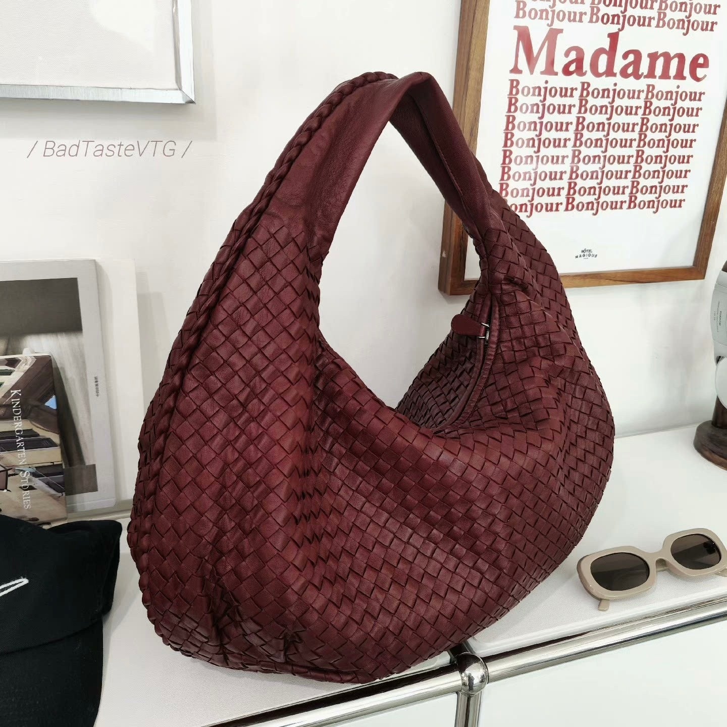 Bottega Veneta Belly Hobo Intrecciato Burgundy Ancora Red Large 50cm