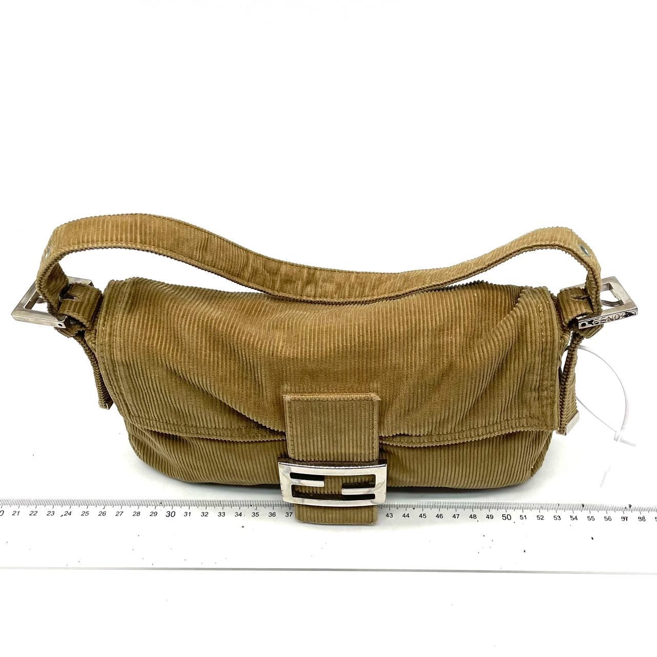 FENDI Baguette Vintage Corduroy Beige Brown Shoulder Bag