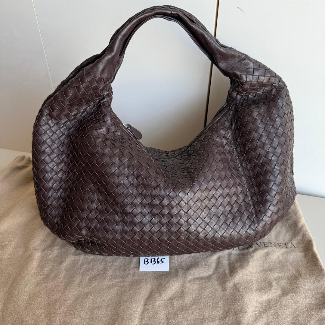 Bottega Veneta Belly Hobo Intreccio Leather Dark Chocolate Brown Large 50cm