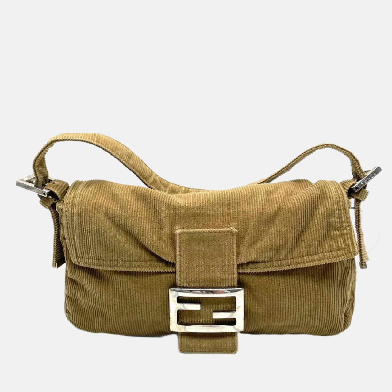 FENDI Baguette Vintage Corduroy Beige Brown Shoulder Bag