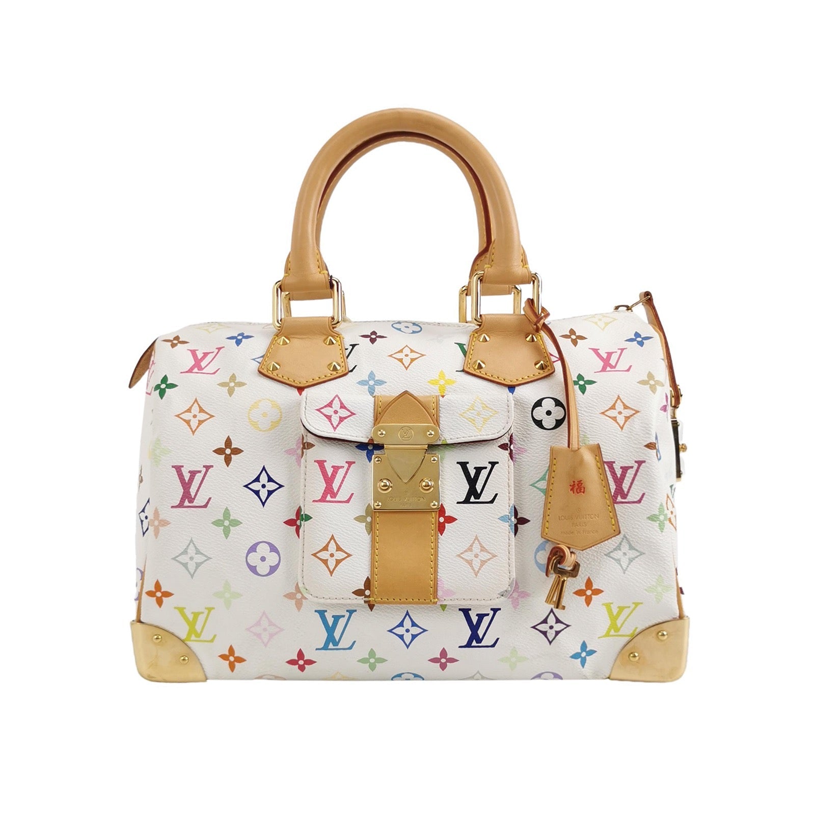 Louis Vuitton x Takashi Murakami Speedy 30 Lock White Multicolor