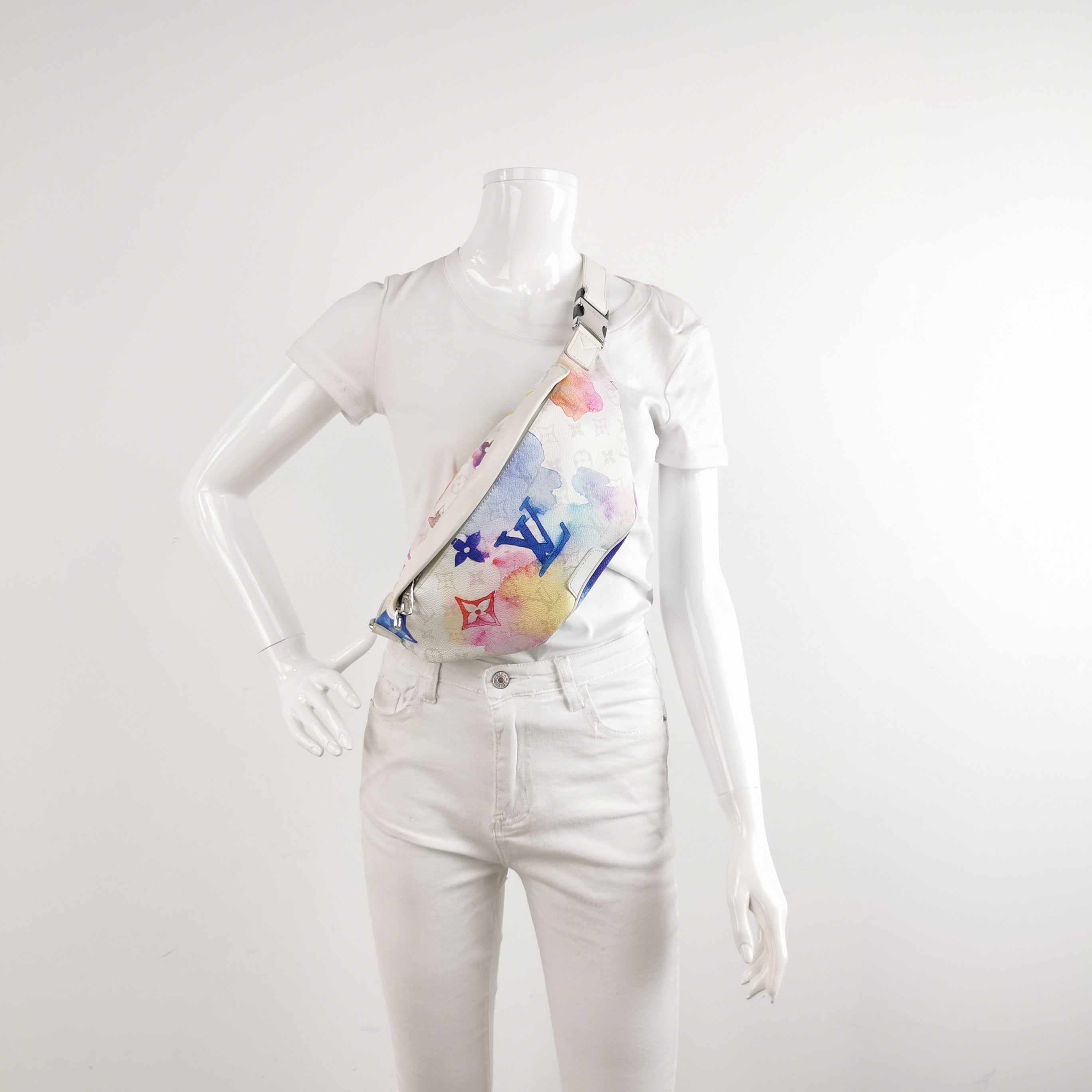 Louis Vuitton Bumbag White Watercolor Canvas and Leather