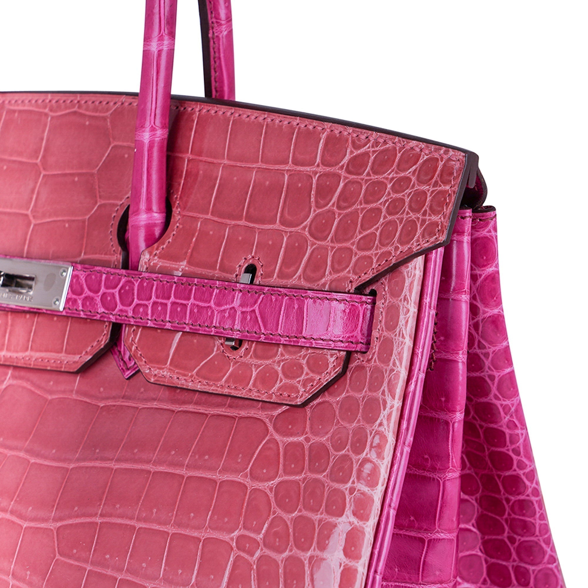 Hermes Birkin 35 Bag Rose Indien & Fuchsia Porosus Crocodile with Palladium Hardware