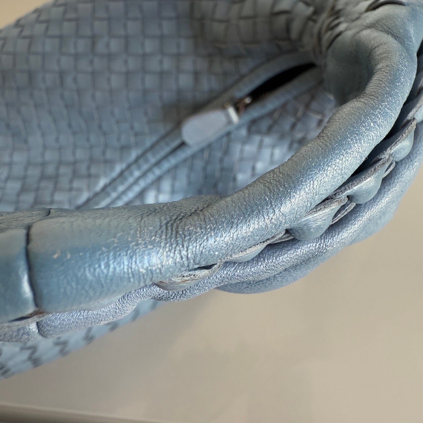 Bottega Veneta Veneta Hobo Misty Blue Intrecciato Leather Bag Medium 47cm