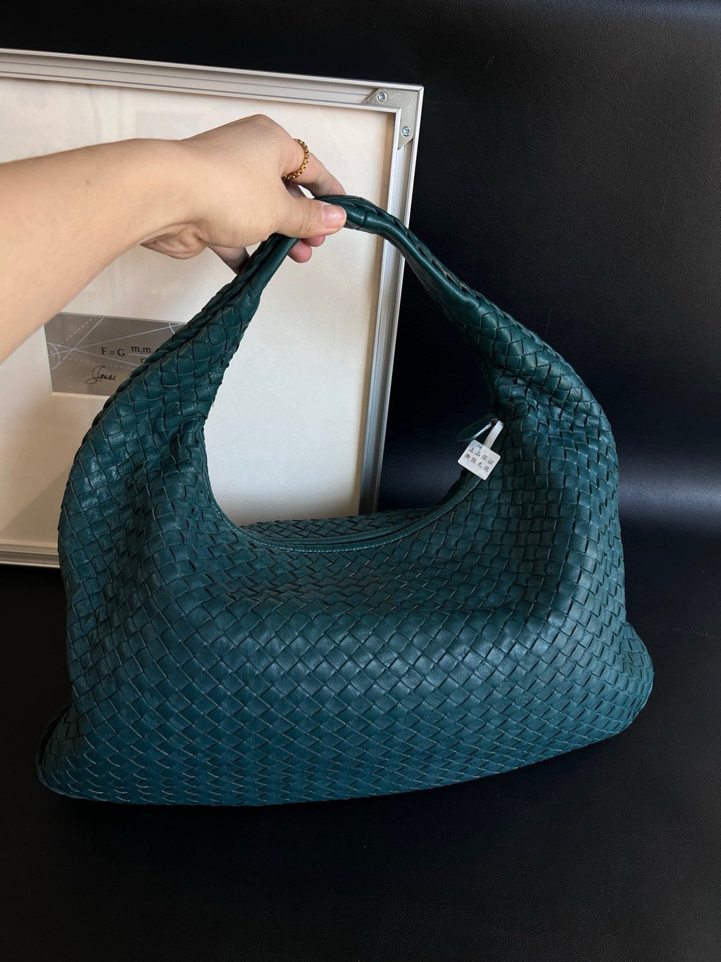 Bottega Veneta Veneta Hobo Teal Green 48cm Lambskin Leather
