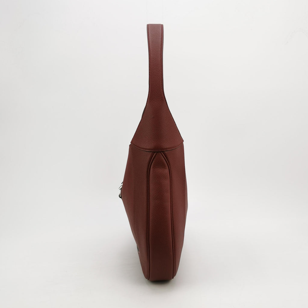 Gucci Jackie 1961 Burgundy Large Pebbled Leather Shoulder Bag with Strap