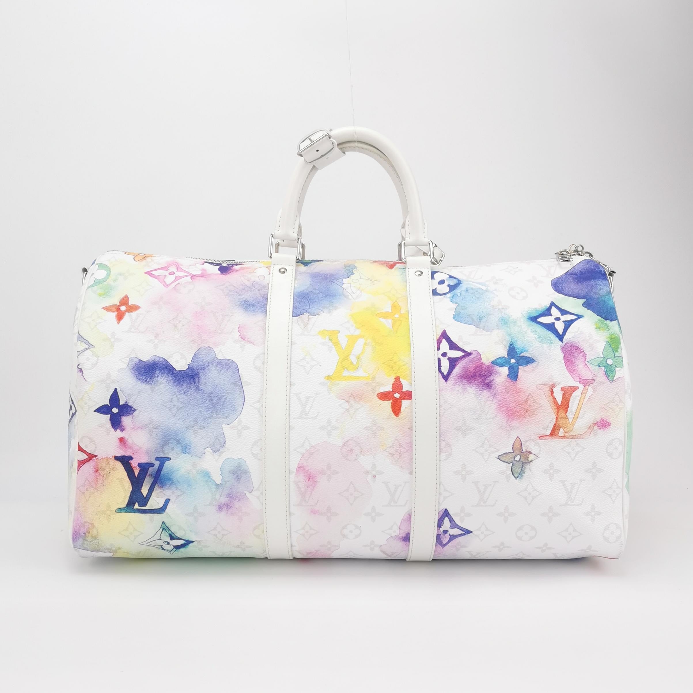 Louis Vuitton Keepall 50 White Watercolor Travel Bag