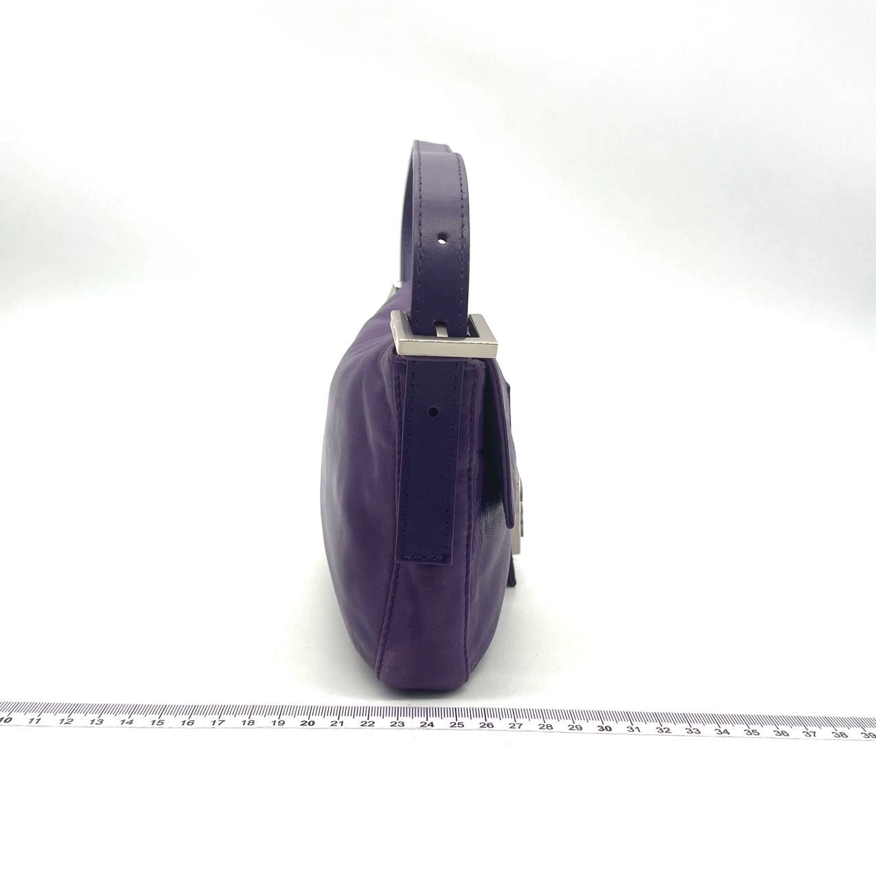 Fendi Baguette Vintage Purple Lambskin Leather Shoulder Bag Silver Hardware