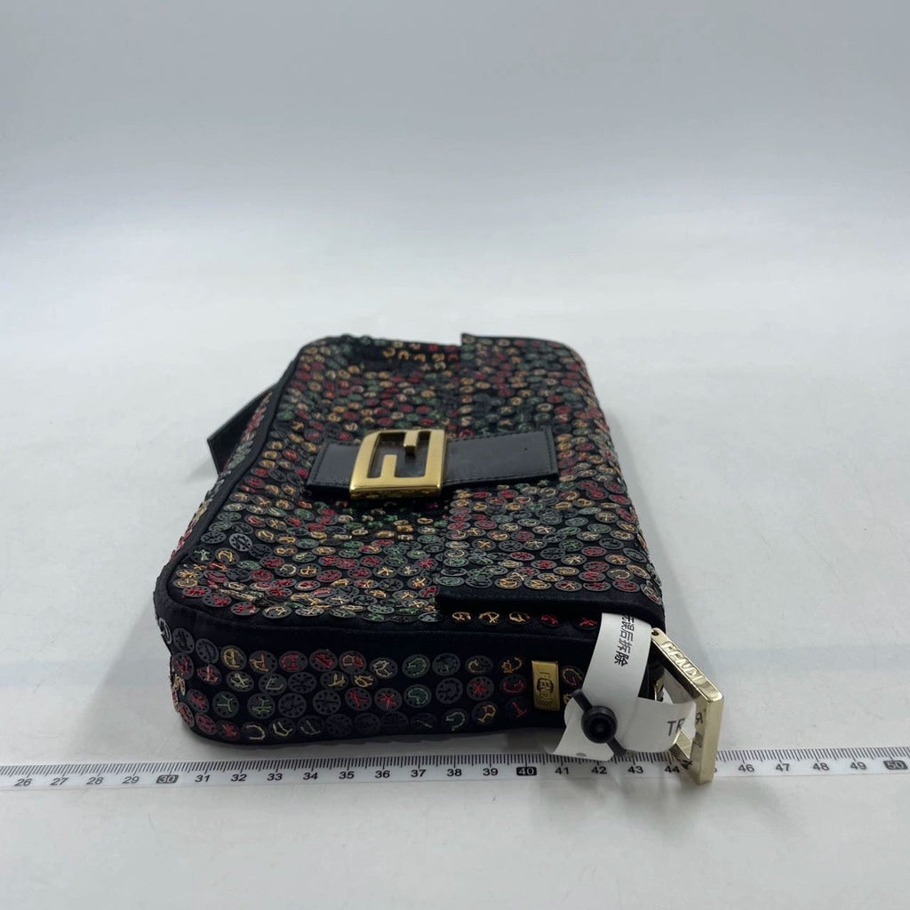Fendi Baguette Multicolor Button Embroidered Leather Shoulder bag