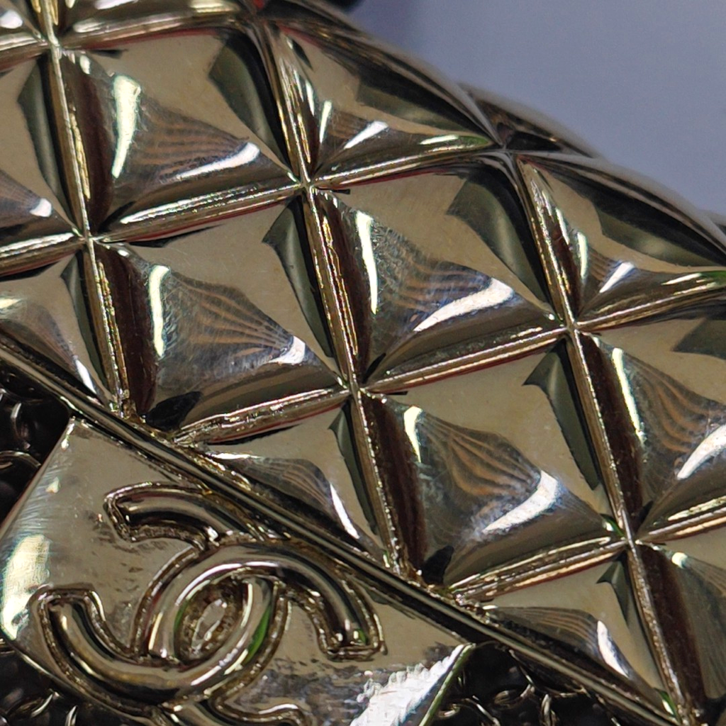 Chanel Micro Flap Bag Charm Chain Choker Necklace with Short Matelasse Chain