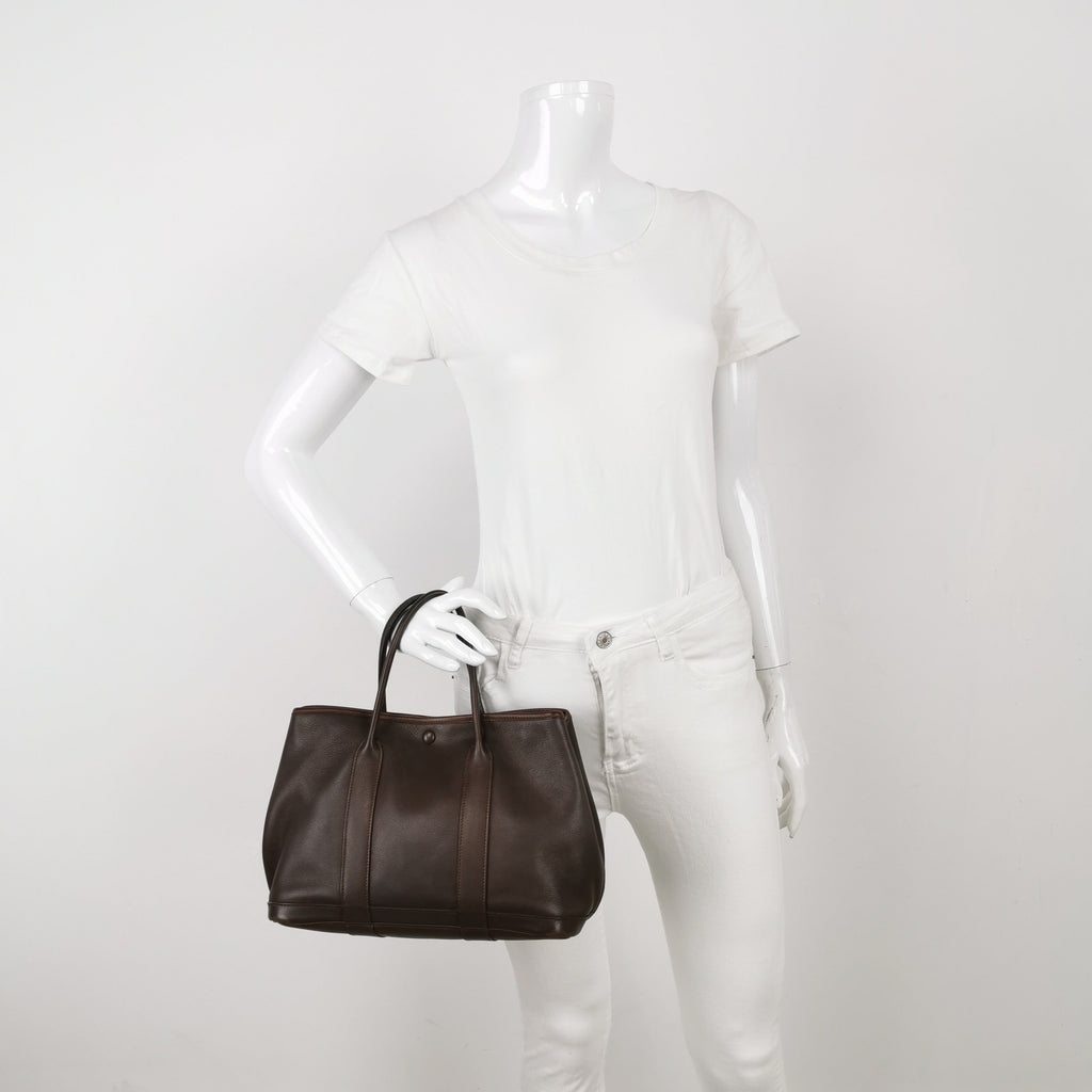 Hermes Garden Party 30 Swift Leather Chocolate Brown 47 Tote
