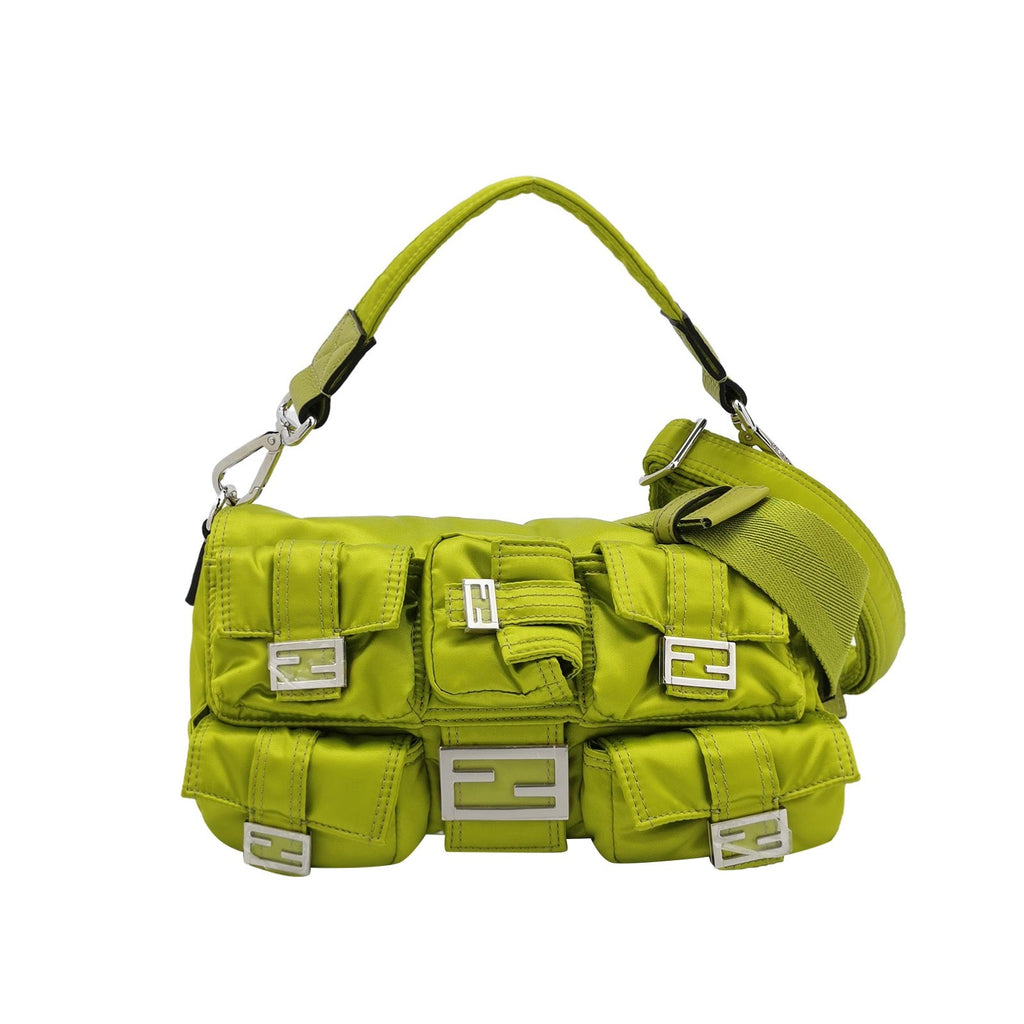 Fendi Baguette Cargo Multipocket Green Nylon 3-way Bag