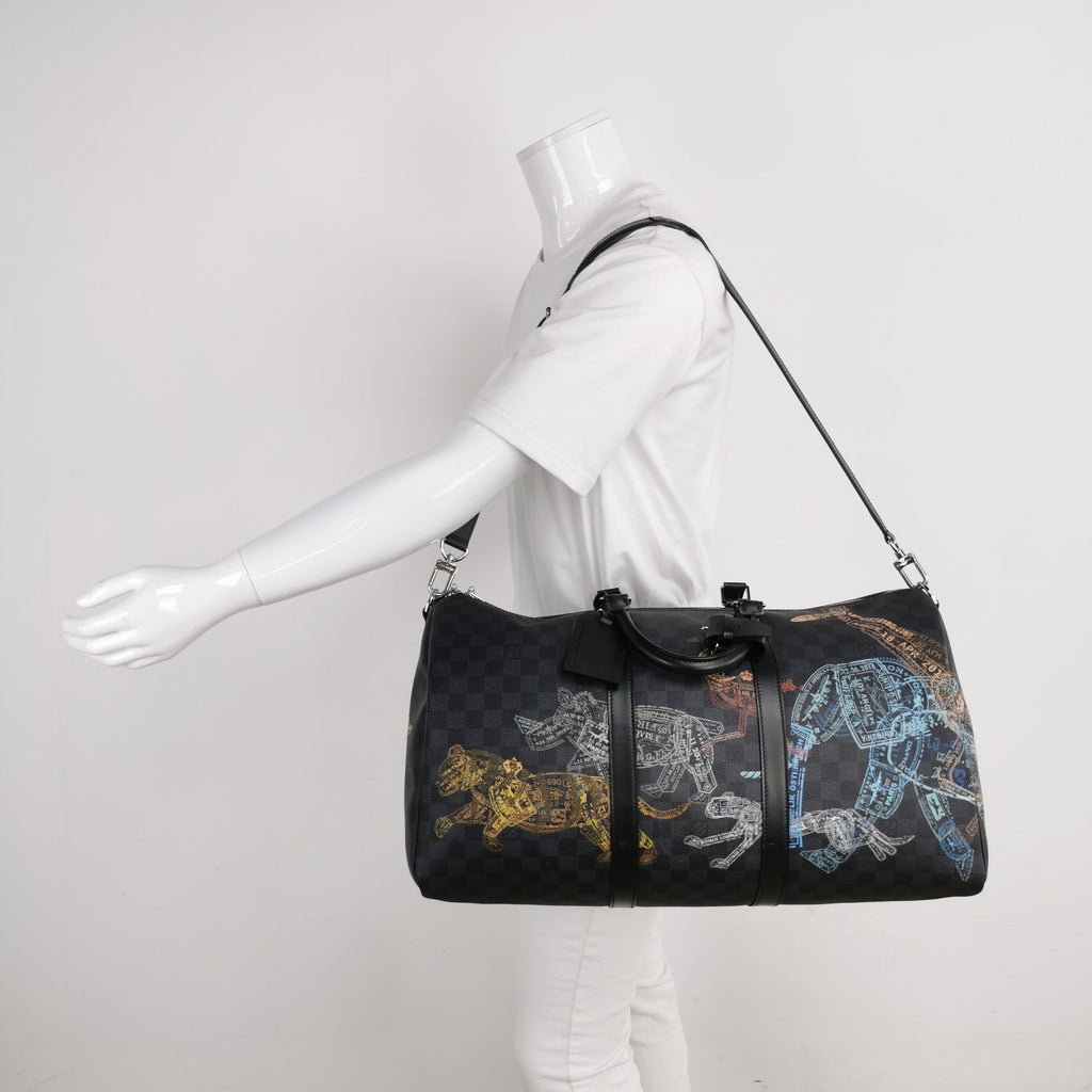 Louis Vuitton Keepall Bandouliere 50 Damier Graphite Stamps Animal Zoo