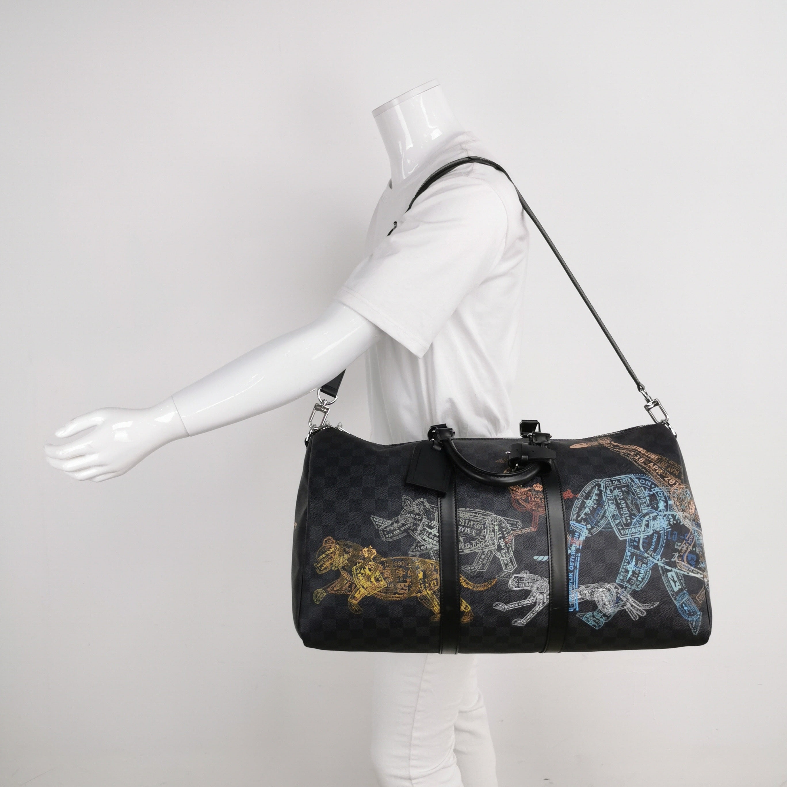 Louis Vuitton Keepall Bandouliere 50 Damier Graphite Stamps Animal Zoo