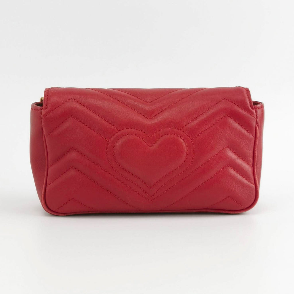 Gucci Marmont Super Mini Flap Leather Bag Red Leather