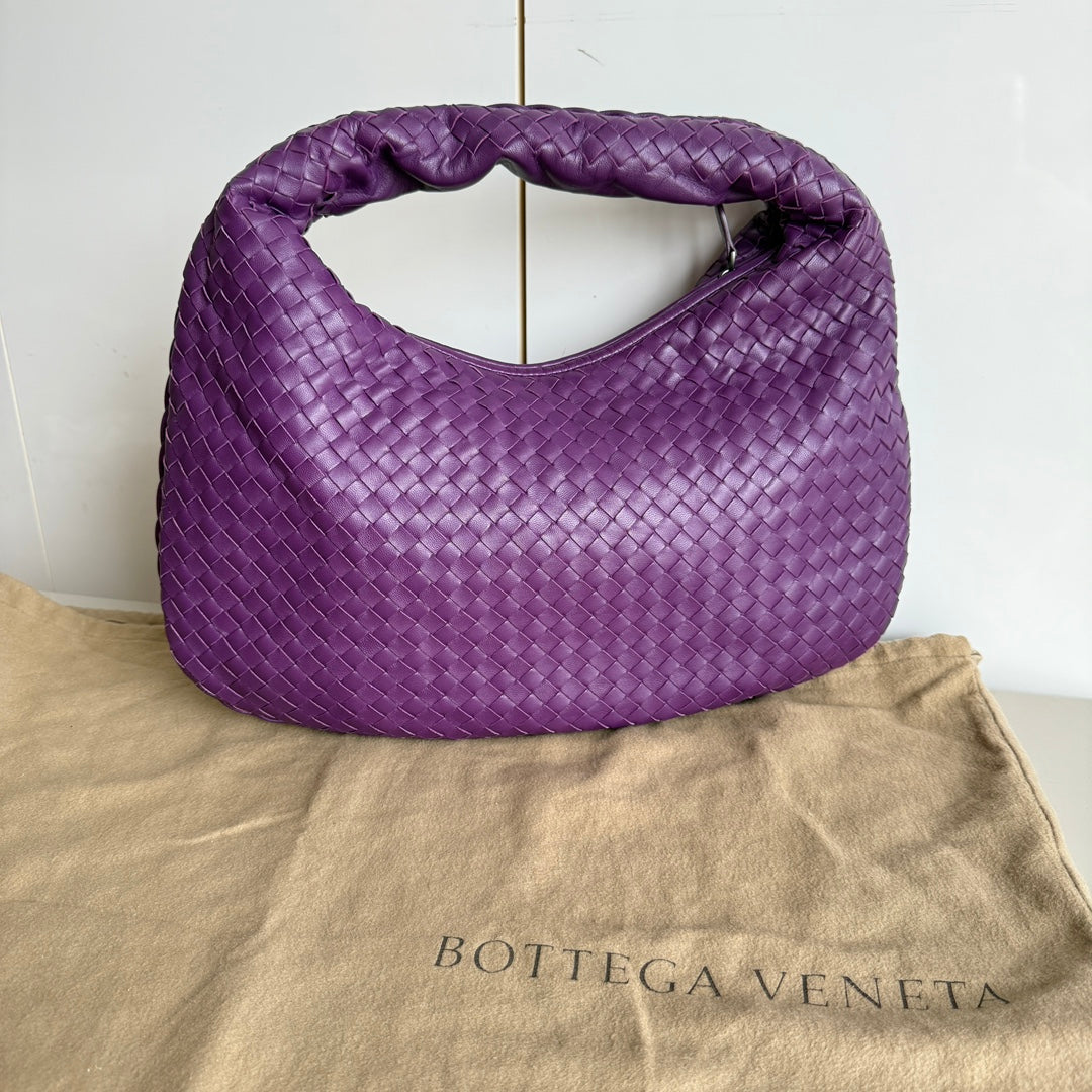 Bottega Veneta Veneta Hobo Medium Purple Intrecciato Leather Bag 41cm