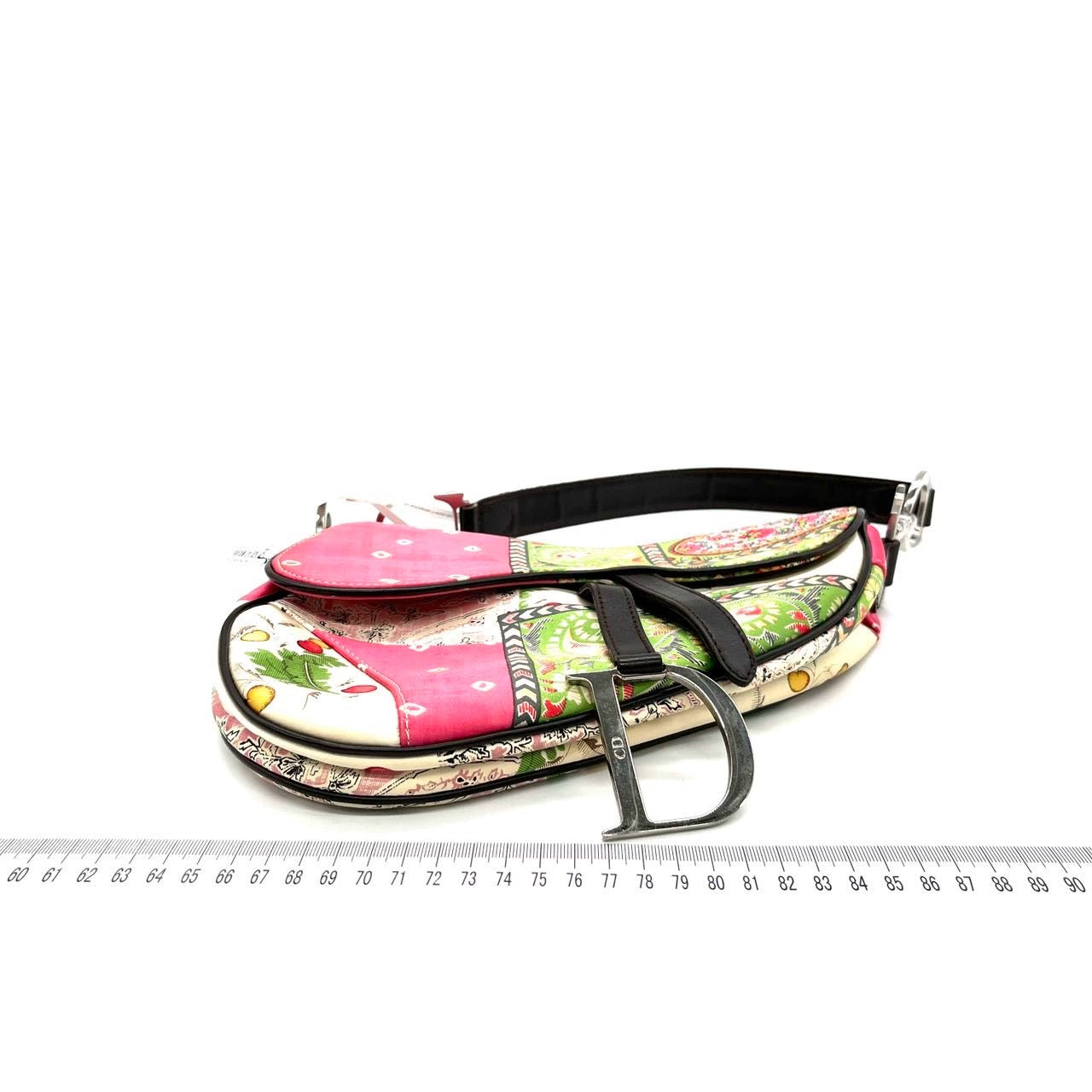 Dior Saddle Medium 2003 Multicolor Silk Handbag RARE