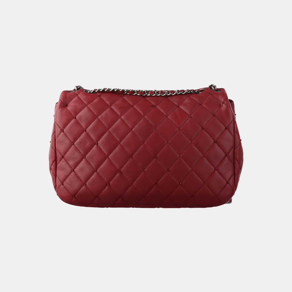Chanel Seasonal Flap Small Burgundy Lambskin Leather With Studs, 2012-13