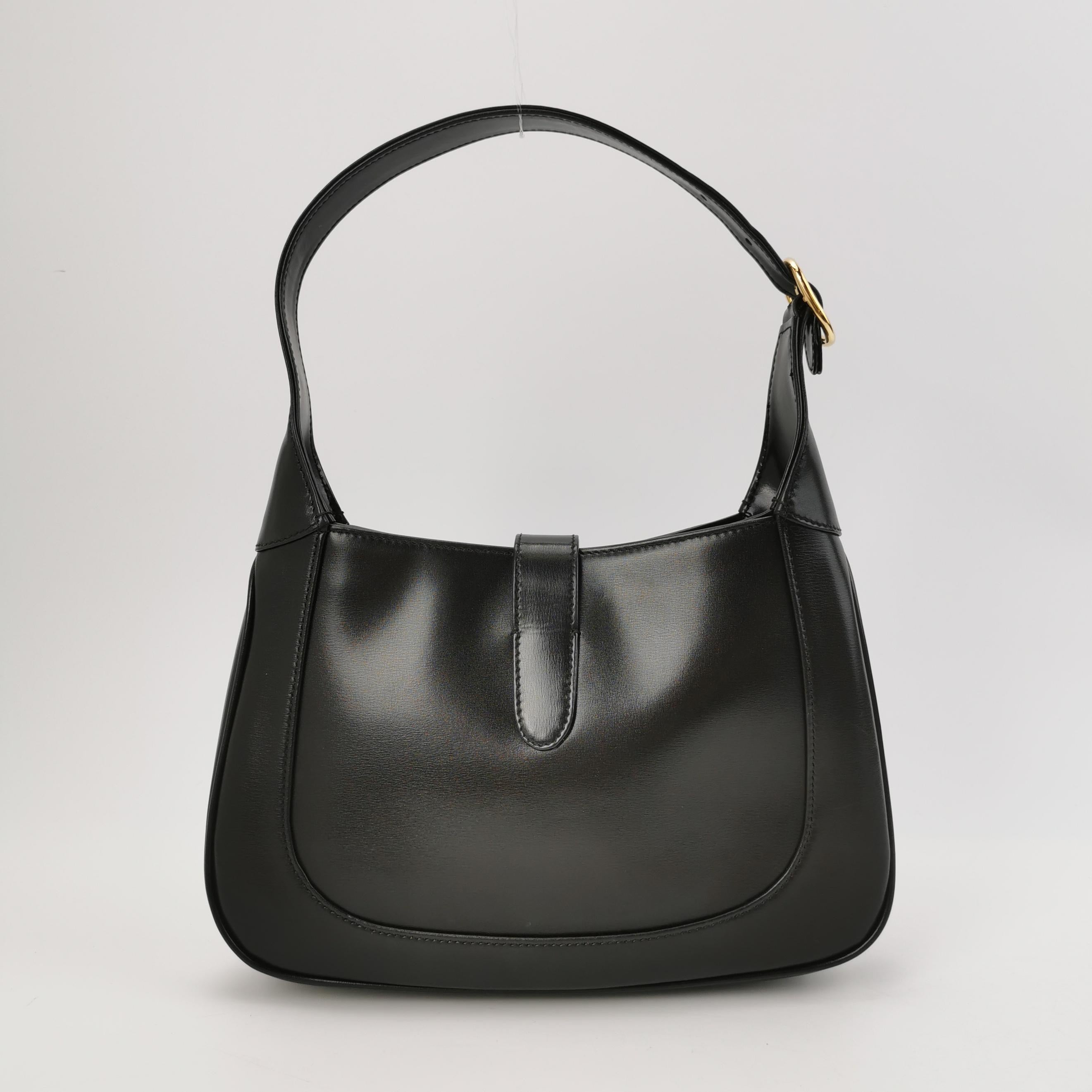Gucci Jackie 1961 Black Leather Bag Small With Long Strap