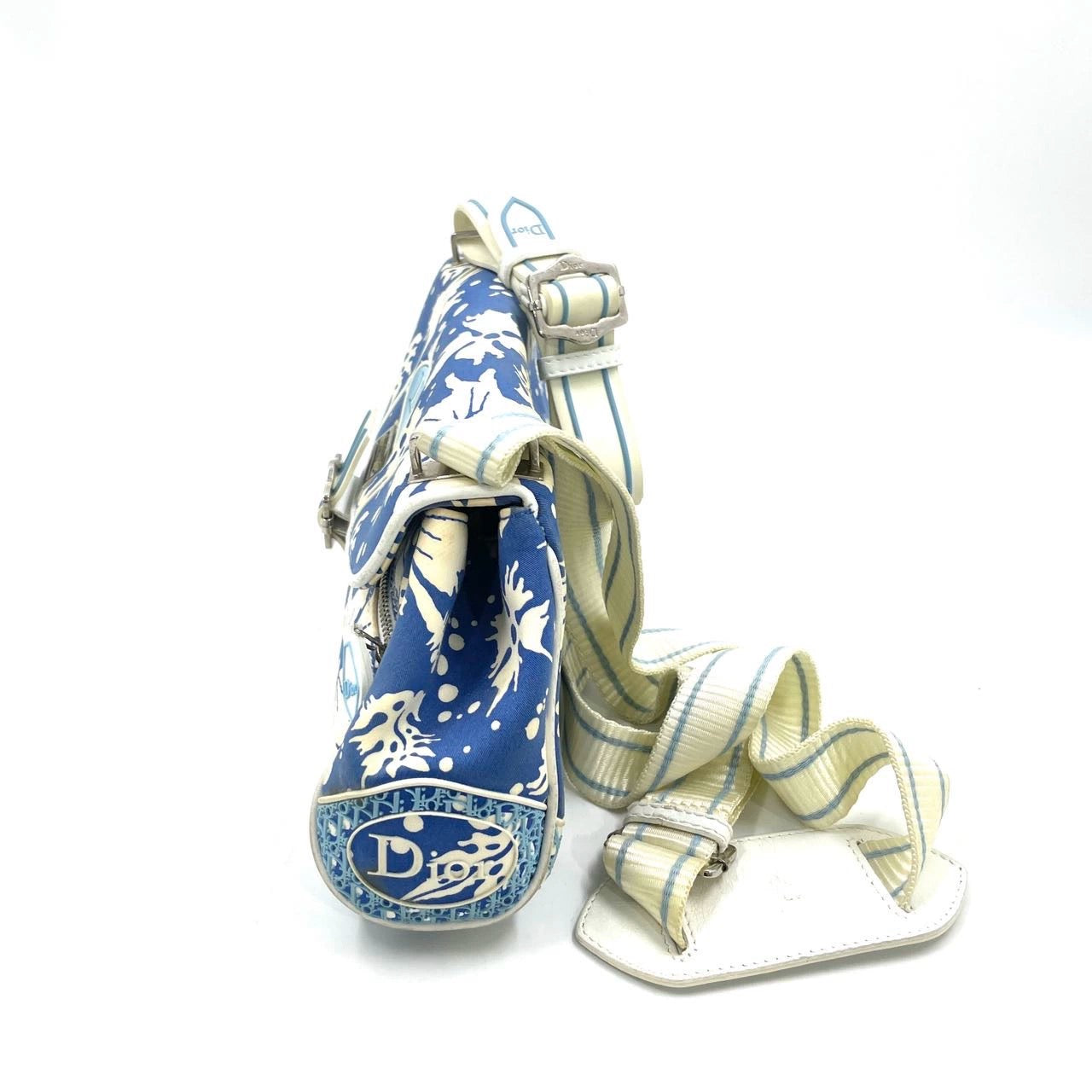 Dior Vintage Surf Chick Shoulder Bag Blue and White Chinese Porcelain Print