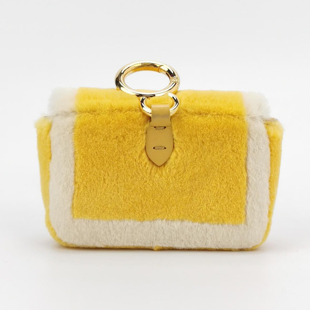Fendi Nano Baguette Charm Yellow Synthetic Fur with Chain