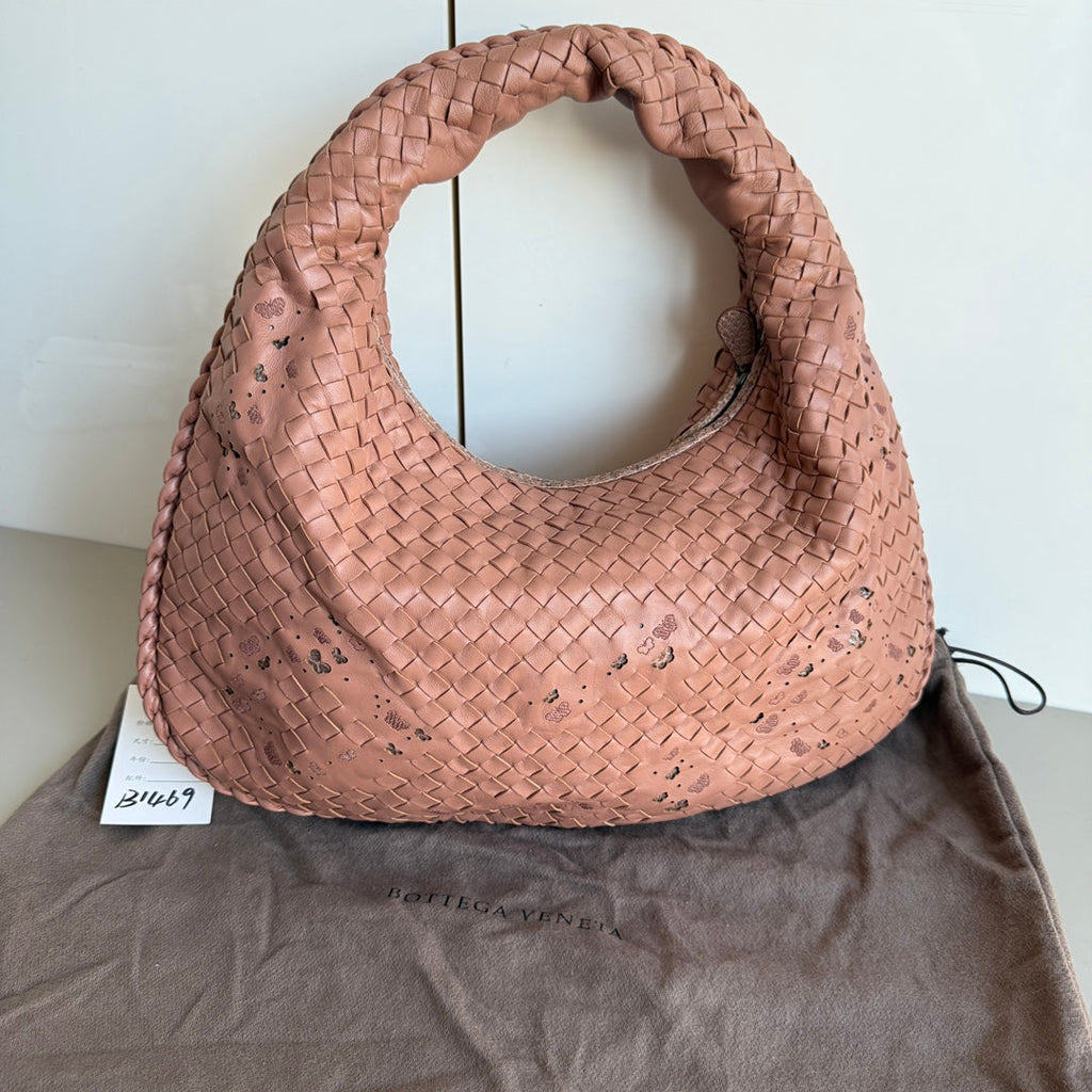 Bottega Veneta Hobo Bag Leather Beige Small 40cm Butterfly Cutout