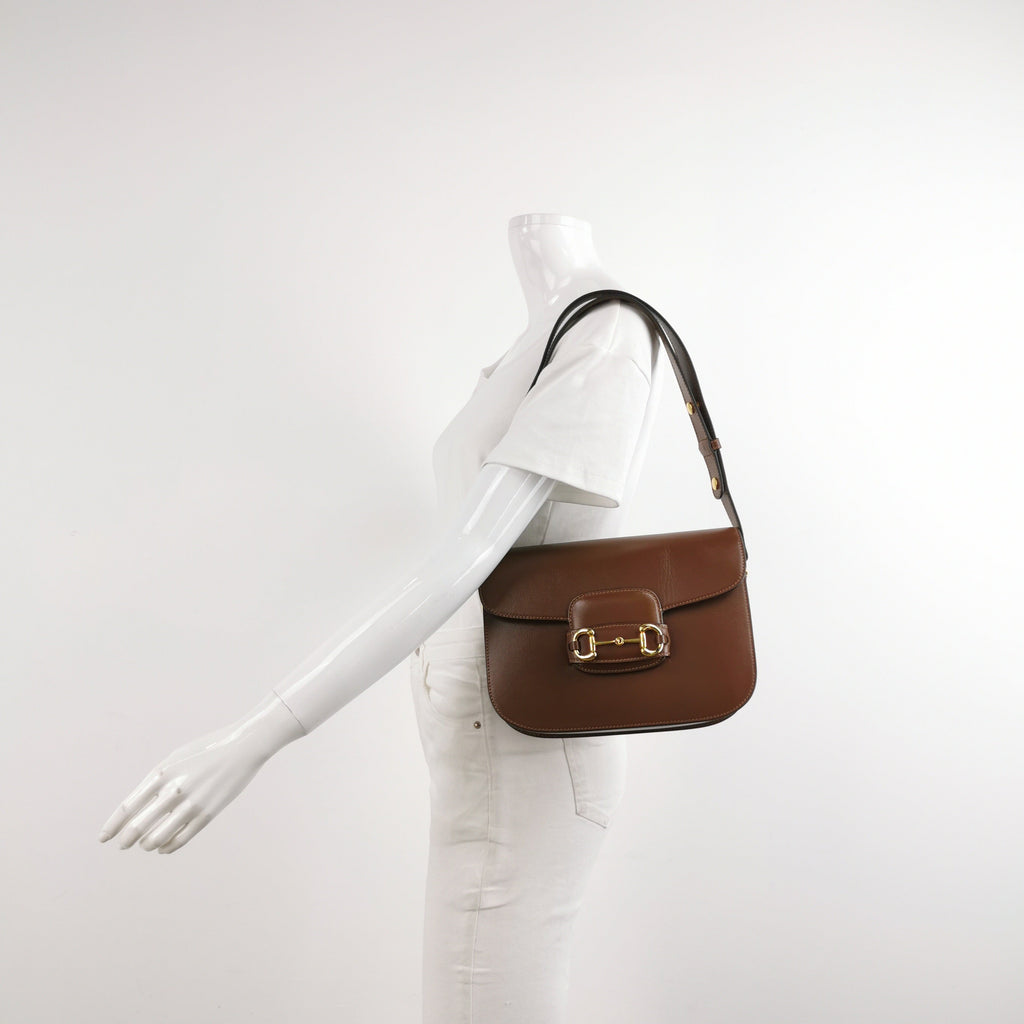 Gucci 1955 Horsebit Shoulder Bag Caramel Brown Small Leather