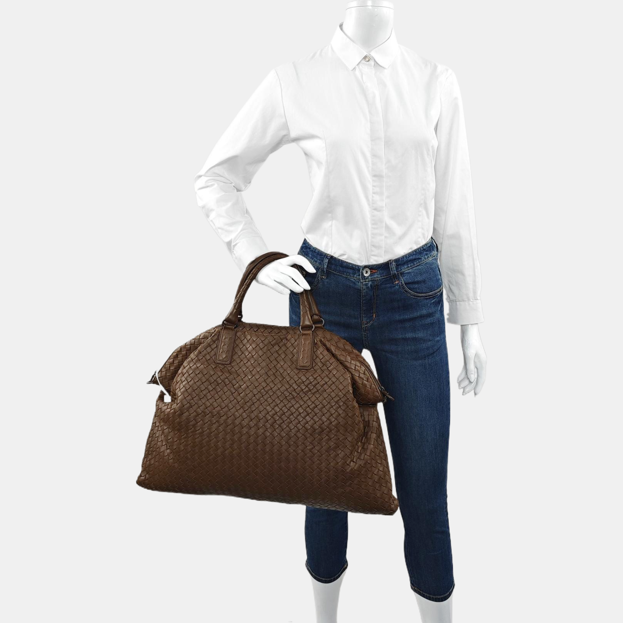 Bottega Veneta Maxi Convertible Tote Dark Chocolate Brown Leather 50cm